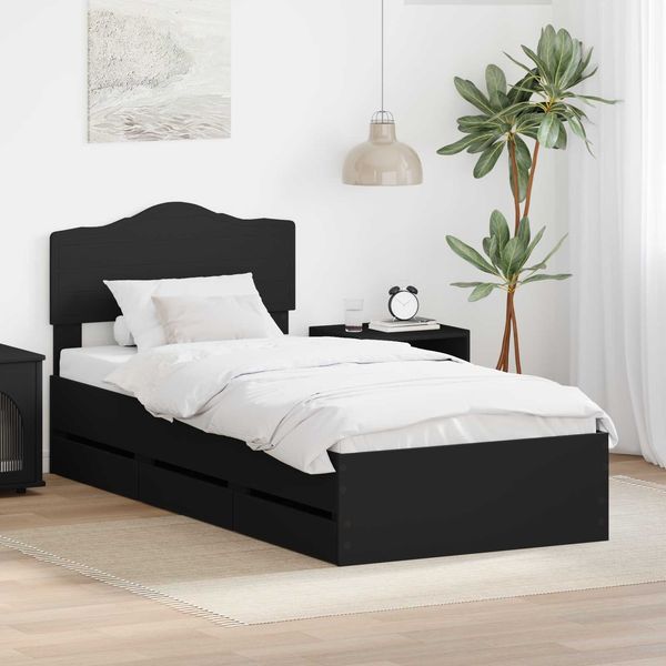 vidaXL Bettrahmen mit Schubladen Schwarz 100 x 200 cm Ingenieurs Holz 3413034
