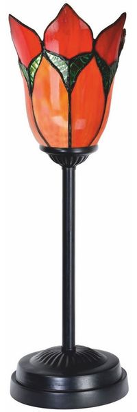 Casa Padrino Art Deco Tiffany Tischleuchte Blume Rot / Grün / Schwarz H. 46 cm
