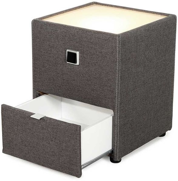 Nachttisch Lukas / Lancy, Stoff, Grau, 43 x 53 x 43 cm
