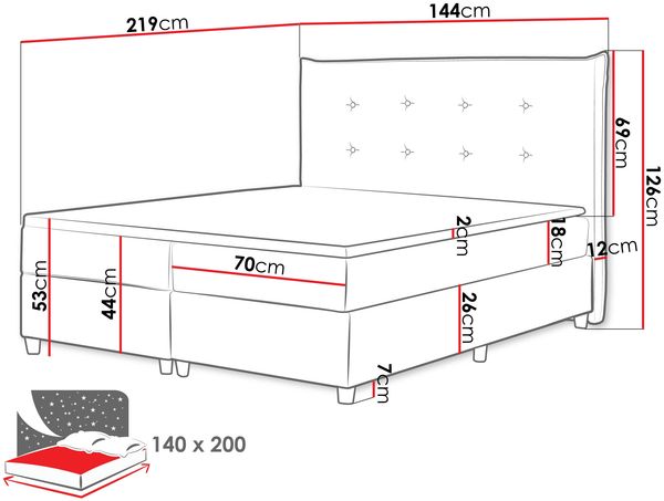 Mirjan24 Boxspringbett Amancio, Beige 140x200 cm Velvet Bild 3