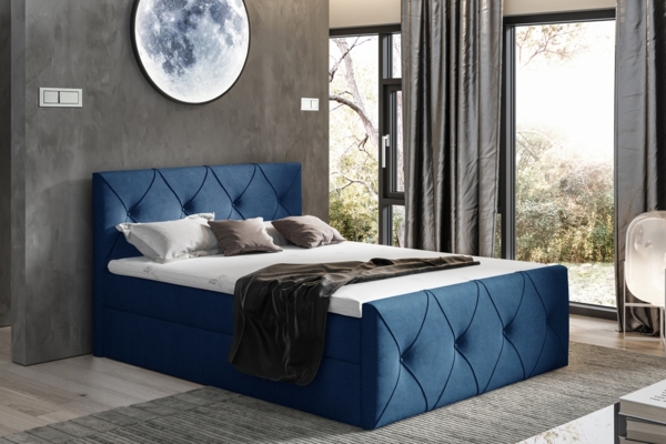 99rooms Arian Lux Boxspringbett Strukturstoff 160x200 cm Dunkelblau