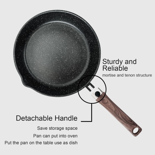 Antihaft-Bratpfanne 28cm mit Deckel und abnehmbarem Holzgriff Bild 5