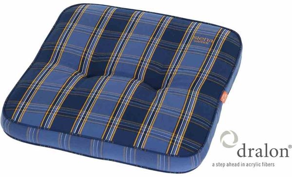 TARENT Sitzkissen/Hockerauflage Dessin Karo blau, 100% Polyacryl
