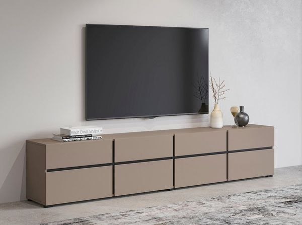 INOSIGN Lowboard Cross, moderne grifflose TV-Kommode,4 Klappen/4 Schubkästen, Breite 225 cm, TV-Schrank mit viel Stauraum, TV-Board