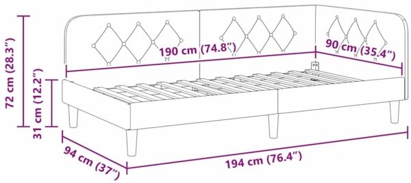 vidaXL Eckbettgestell mit Kopfteil Blau 90x190 cm Stoff 42016568 Bild 10