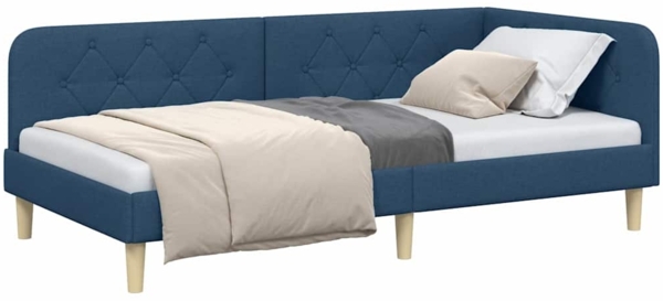 vidaXL Eckbettgestell mit Kopfteil Blau 90x190 cm Stoff 42016568 Bild 2