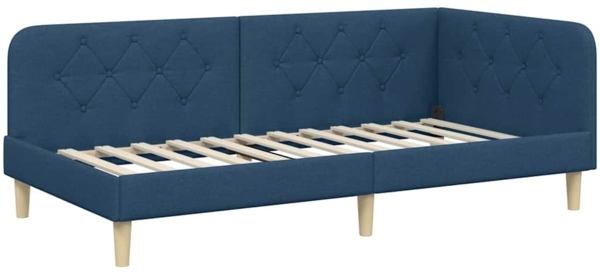 vidaXL Eckbettgestell mit Kopfteil Blau 90x190 cm Stoff 42016568 Bild 1