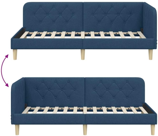 vidaXL Eckbettgestell mit Kopfteil Blau 90x190 cm Stoff 42016568 Bild 8