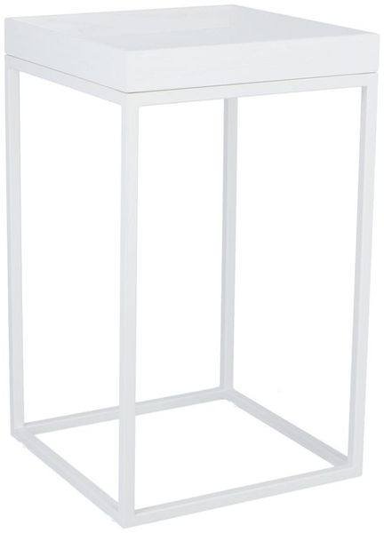 Beistelltisch Pino Säulenform Gestell weiß Tablett Esche Weiß