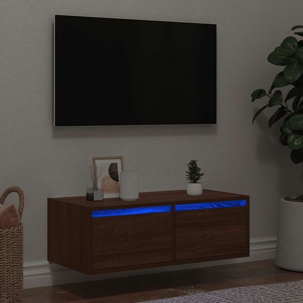 vidaXL TV-Schrank mit LED-Leuchten Braun Eichen-Optik 75x35,5x25 cm 860235