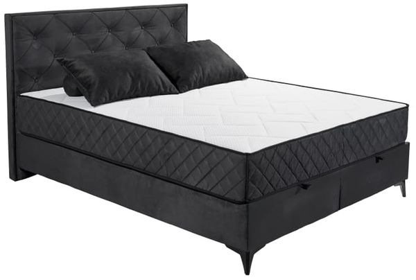 Boxbett Monroe B von ED Exciting Design Farbe Anthrazit mit Bettkasten, 9-Zonen-Tonnentaschenfederkernmatratze|Härtegrad H3/H4 – in 160x200 cm