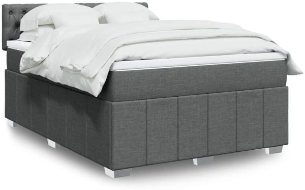 vidaXL Boxspringbett mit Matratze Dunkelgrau 140x200 cm Stoff 3289399