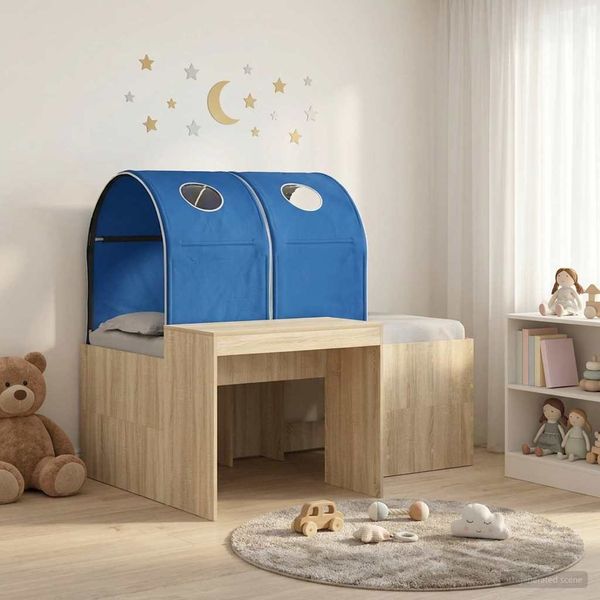 vidaXL Bett mit Tunnel 3 Stk. Artisian Eiche und Blau Holzwerkstoff 3423517