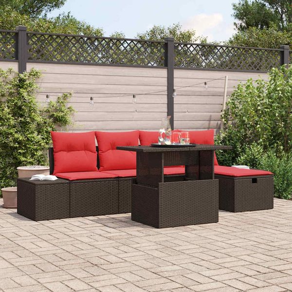vidaXL Gartensofa-set mit Kissen mit Speicher 6 pcs Poly-Rattan 3359871