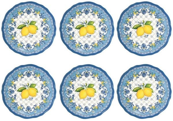EasyLife Frühstücksteller Sorrento, Spülmaschinengeeignet, Mehrfarbig, Zitronen, H: 1.5cm