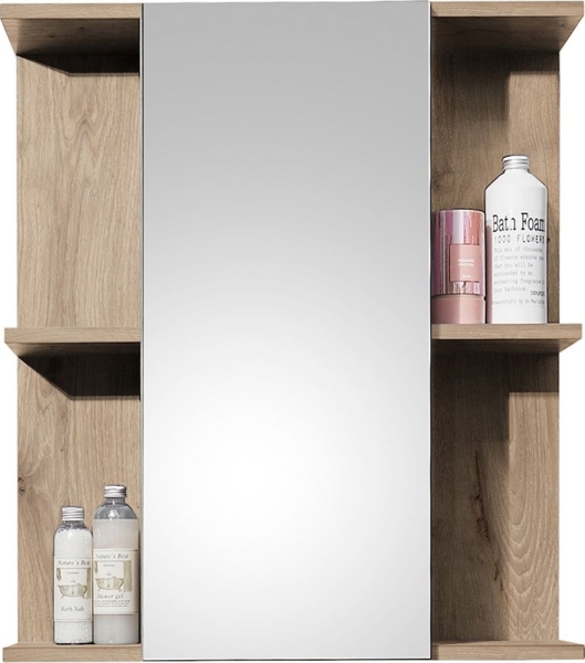 Spiegelschrank Sylt / Split, Holzwerkstoff, Holzfarben, Verspiegelt, 60 x 71 x 20 cm