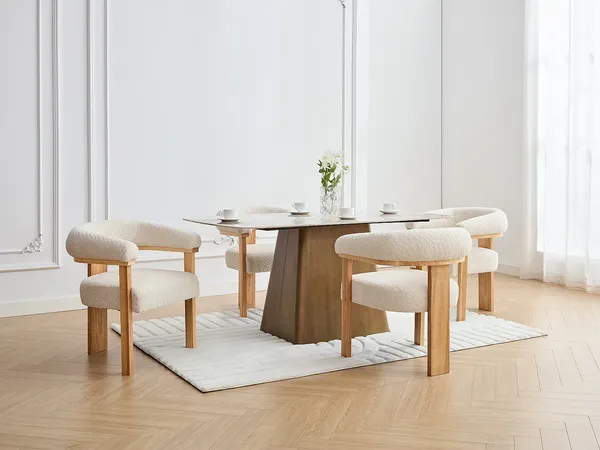 Vente-unique - LIVELIA Stuhl Stoff BeigeWeiß - B 60 cm x H 78 cm x L 64 cm