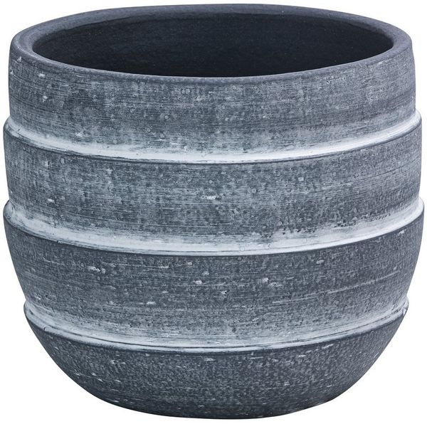 Dehner Übertopf Eneas, konische Form, Keramik, grau, handgefertigter Indoor Blumentopf mit matter Oberfläche