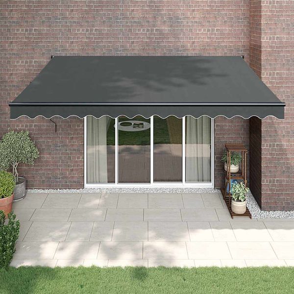 Markise Einziehbar, Sonnenmarkise Anthrazit 4x3 m Stoff und Aluminium
