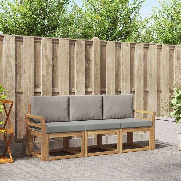 vidaXL Outdoor-Sofagarnitur 3 pcs Weiß und Hellgrau 194 x 63 x 73 cm 3387175