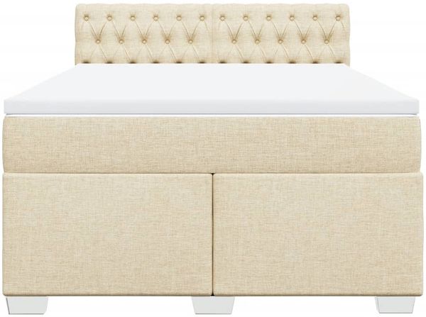vidaXL Boxspringbett mit Matratze Creme 140x200 cm Stoff 3288223 Bild 6