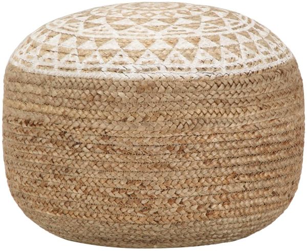 vidaXL Handgefertigter Sitzpuff Weiß 45x30 cm Jute 248085