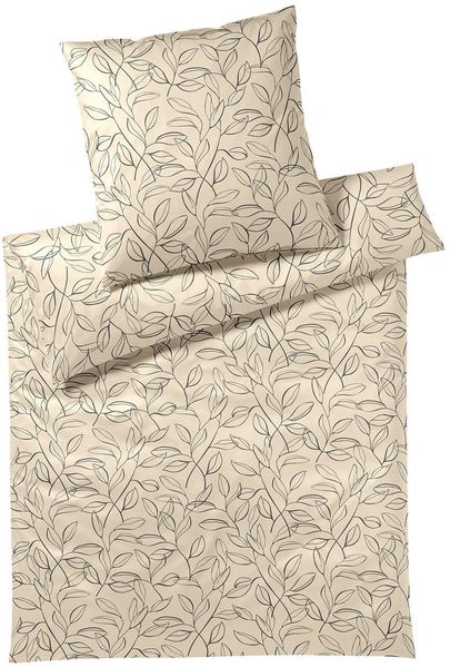 Elegante Mako Satin Bettwäsche Floral 24505-7 beige Ranken 135x200