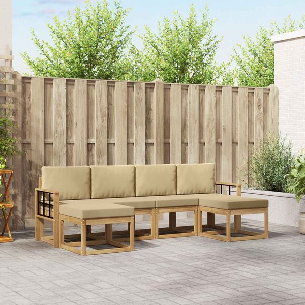 vidaXL Outdoor-Sofagarnitur mit Kissen 6 pcs Weiß und Beige Polyester 3388027