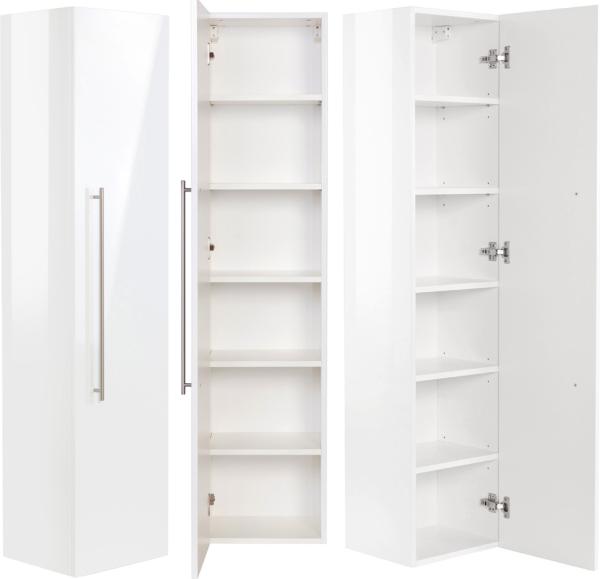 Badmöbel Hochschrank NEWLAND-02 weiß Hochglanz 6 Fächer, B x H x T ca.: 35 x 150 x 30 cm