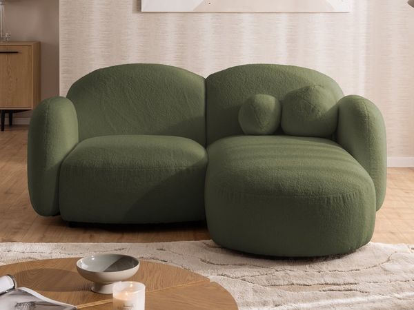S-Style Möbel Ecksofa Nuvola aus Bouclé-Stoff mit abgerundetem Design und hohem Sitzkomfort, mit Wellenfederung
