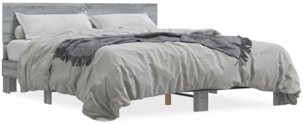 vidaXL Bettgestell Grau Sonoma 160x200 cm Holzwerkstoff und Metall 3280185