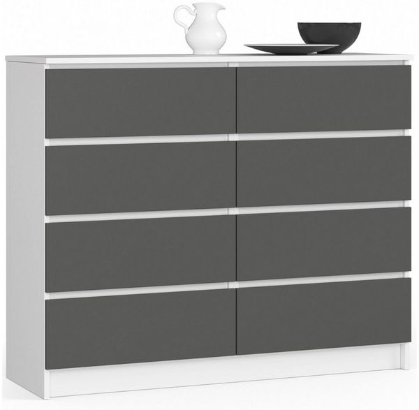 Raumhirsch Furniture Kommode mit 8 Schubladen 120 cm breit Holz Schrank, (viele Farbvarianten - Maße: 120 x 99 x 40 cm) - Hochwertig & stabil