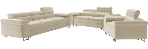 Sofa Set Torezio 3+2+1 mit Einstellbare Kopfstützen (Polo 872)