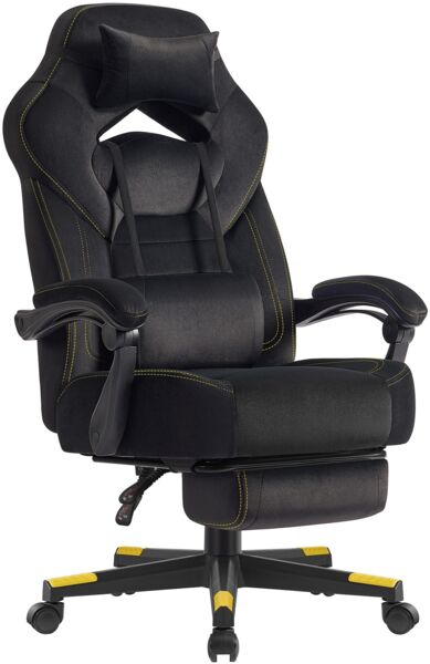 Gaming-Stuhl, ergonomischer Computerstuhl, Bürostuhl, mit Fußstütze, Kopfkissen, Lendenkissen, Oberfläche aus Samt