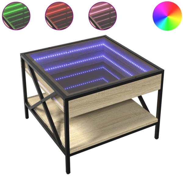 vidaXL Couchtisch mit Infinity-LED Sonoma-Eiche 50x50x38 cm 847698