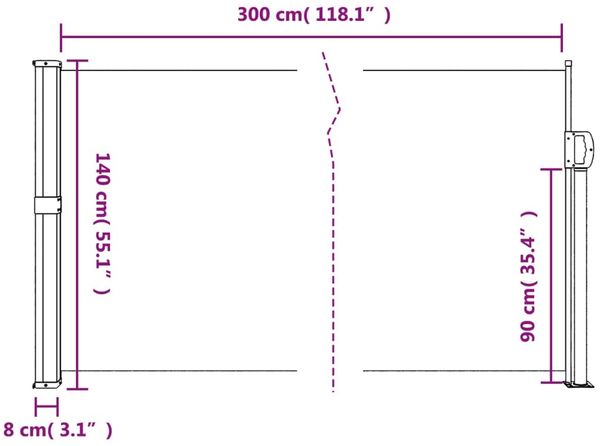 vidaXL Seitenmarkise Ausziehbar Dunkelgrün 140x300 cm 4004305 Bild 10