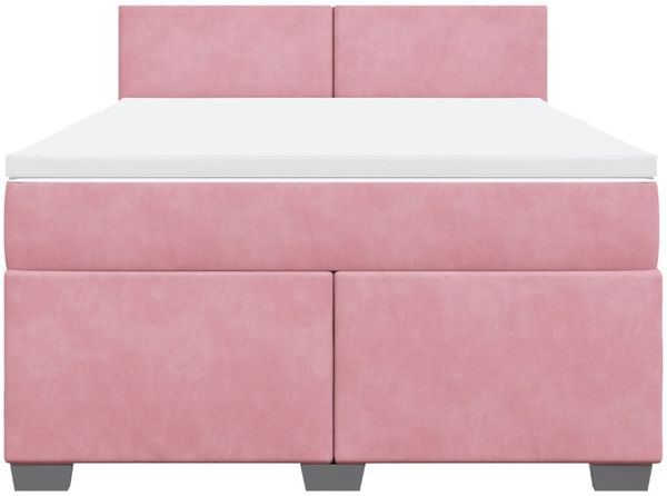 vidaXL Boxspringbett mit Matratze Dunkelrosa 140x200 cm Samt 3286329 Bild 4