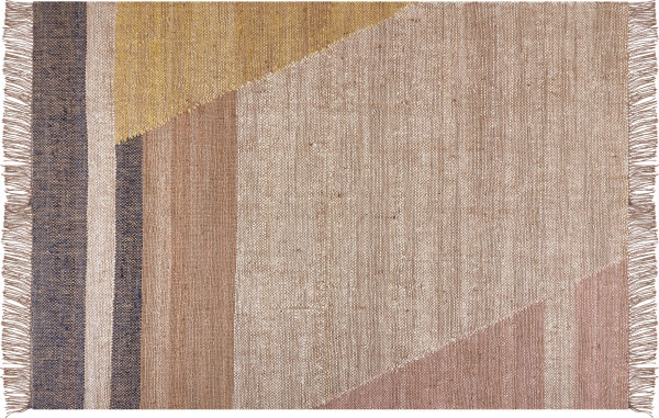 Teppich Jute braun 140 x 200 cm geometrisches Muster Kurzflor SAMLAR