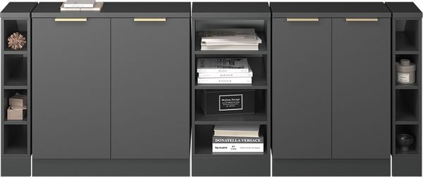Küchenschrank für Dachschrägen R-Line Anthrazit-Gold 210 cm 5er Set Schrankkorpuss 60 cm Tiefe Vicco Bild 5
