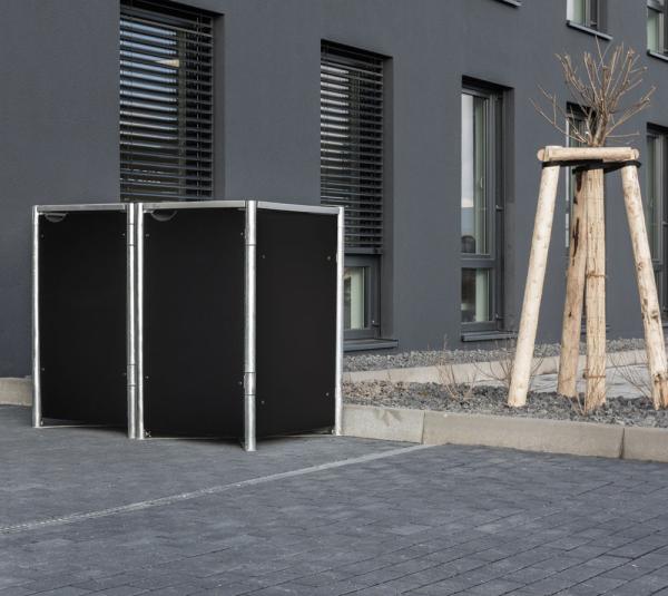 Hide Metall Mülltonnenbox für 2 Mülltonnen 240 Liter | Schwarz | 81x140x115 cm