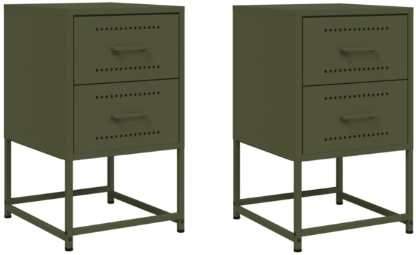 vidaXL Nachttische 2 Stk. Olivgrün 36x39x60,5 cm Stahl 846467