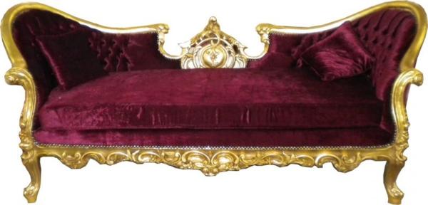 Casa Padrino Barock Sofa "Vampire" Bordeaux/Gold - Limited Edition