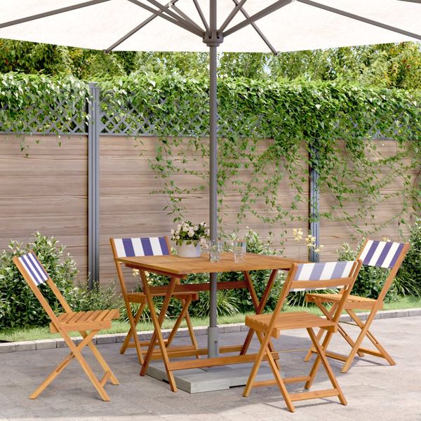 vidaXL 5-tlg. Garten-Essgruppe Stoff und Massivholz Blau und Weiß 3281789