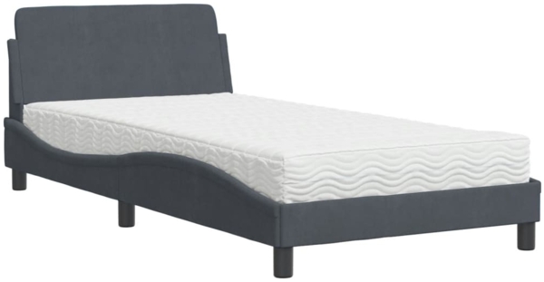 vidaXL Bett mit Matratze "Dover" Dunkelgrau 100x200 cm Samt 3208352