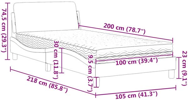 vidaXL Bett mit Matratze "Dover" Dunkelgrau 100x200 cm Samt 3208352 Bild 9