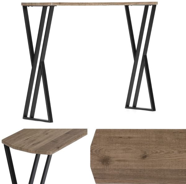 Moderner Konsolentisch TRAVERSO 100cm Industrie-Look taupe schwarz Metall