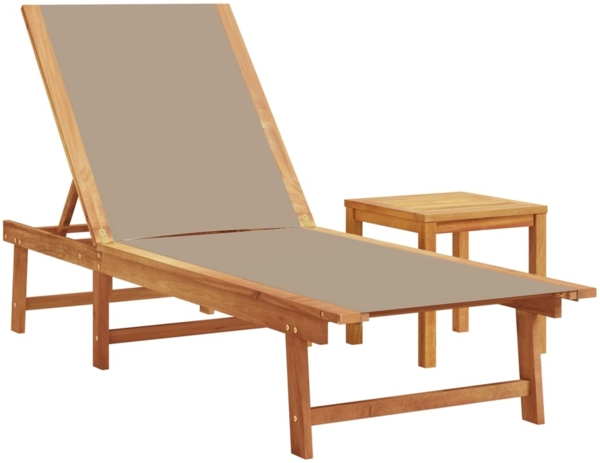 vidaXL Sonnenliege mit Tisch Taupe Massivholz Akazie und Textilene 4008419 Bild 1