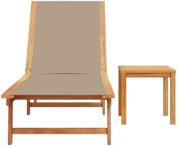 vidaXL Sonnenliege mit Tisch Taupe Massivholz Akazie und Textilene 4008419 Bild 2