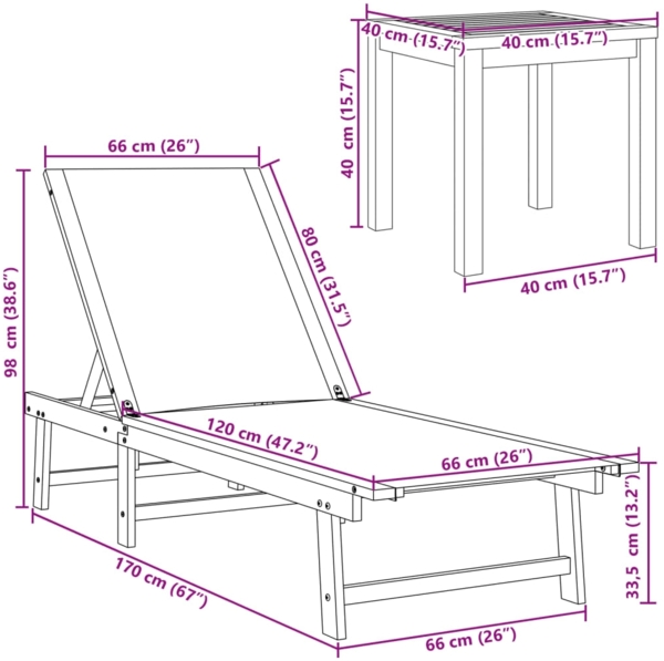 vidaXL Sonnenliege mit Tisch Taupe Massivholz Akazie und Textilene 4008419 Bild 10