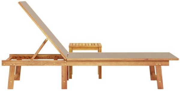 vidaXL Sonnenliege mit Tisch Taupe Massivholz Akazie und Textilene 4008419 Bild 3